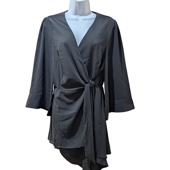 City Chic Dresses & Skirts - City Chic Shibara Vibes Black Wrap Midi Dress Kimono Sleeve XXS NWT
